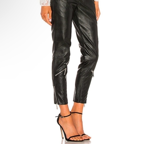 Revolve Divine Heritage Vegan Leather Ultra High Waist Moto Pant Black Medium - Picture 3 of 15